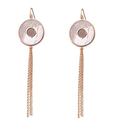 Oxette Earrings 03X15-00219 with rose gold brass and semi precious stones (M.O.P. and zirconia)