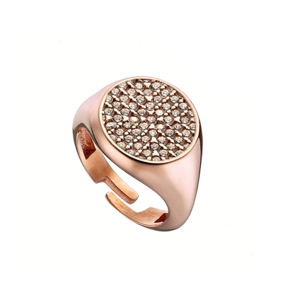 Oxette δαχτυλίδι 04X15-00106 από ροζ ορείχαλκο με ημιπολύτιμες πέτρες (ζιργκόν)