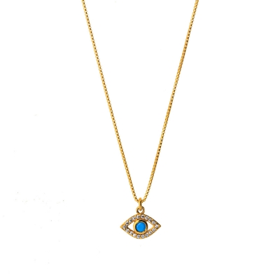 Loisir Sterling Silver Necklace 01L05-01457 eye with gold plating and semi precious stones (zirconia)