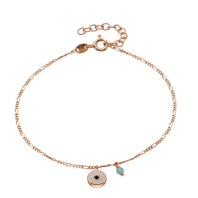 Loisir Rose Gold Sterling Silver Bracelet 02L05-01091 Eye with semi precious stones (enamel and quartz crystals)