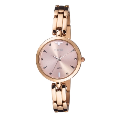 Loisir Watch 11L05-00466 with rose gold metallic case and stainless steel bracelet