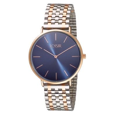 Loisir Watch 11L05-00472 with rose gold metallic case and stainless steel mesh bracelet
