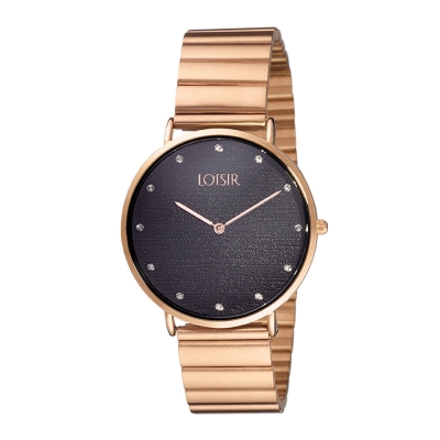 Loisir Watch 11L05-00495 with rose gold metallic case and stainless steel bracelet