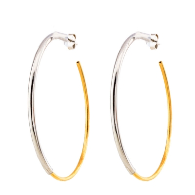 Loisir Earrings 03L15-00703 Hoops with Silver and Gold Brass