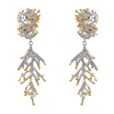 Handmade sterling silver earrings Evrima with silver and gold plating ENG-KE-2002
