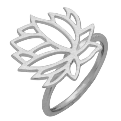 Handmade sterling silver ring Evrima leaf with silver plating ENG-KR-1802