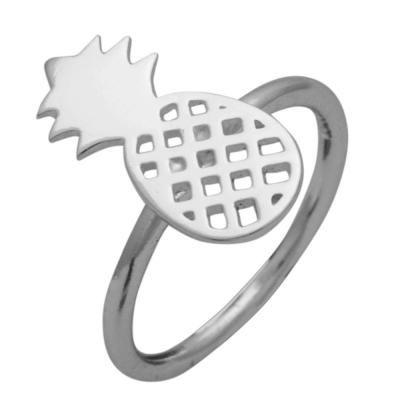 Handmade sterling silver ring Evrima pineapple with silver plating ENG-KR-1804