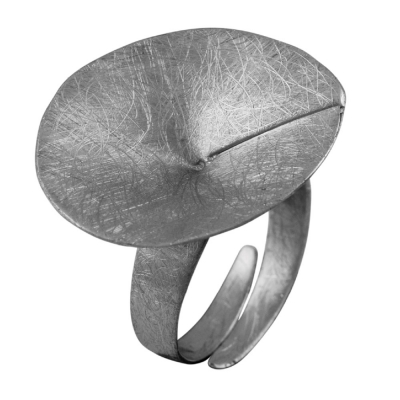 Χειροποίητο ασημένιο δαχτυλίδι Εύρημα στρογγυλό με ασημί επιμετάλλωση ENG-KR-1915