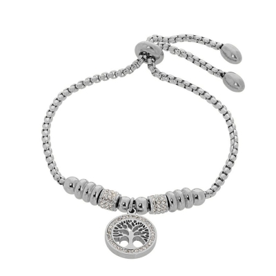 Visetti Bracelet Charm 2021 HT-WBR007 tree of life with silver stainless steel and semi precious stones (quartz crystals)