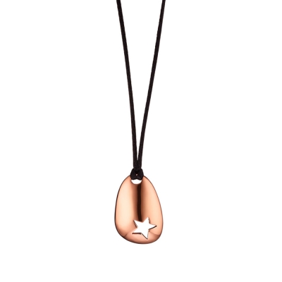 Oxette Necklace Charm 2021 01X15-00165-BLACK stars with rose gold brass and black cord
