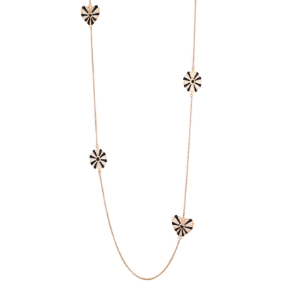 Loisir Necklace 01L15-00973 with rose gold brass and black sundust glitter