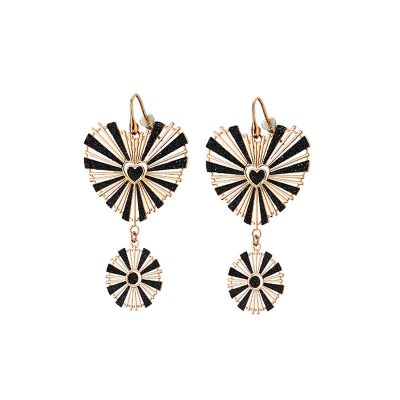 Loisir Earrings 03L15-00751 with Rose Gold Brass and black sundust glitter
