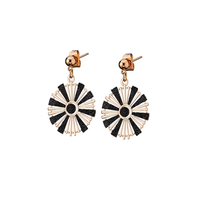 Loisir Earrings 03L15-00755 with Rose Gold Brass and black sundust glitter