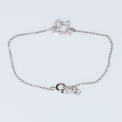 Evrima handmade sterling silver bracelet charm 2021 with platinum plating and semi precious stones (zirconia) MA-2021-11