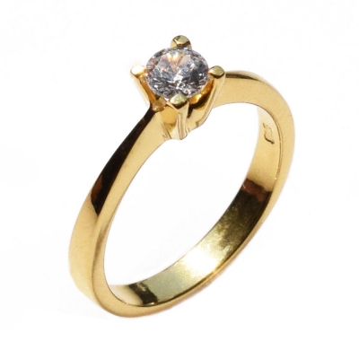 Handmade wedding ring with sterling silver gold plating and precious stones (zircon) IJ-010479-G