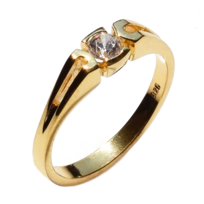 Handmade wedding ring with sterling silver gold plating and precious stones (zircon) IJ-010485-G