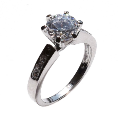 Handmade wedding ring with sterling silver platinum plating and precious stones (zircon) IJ-010491-S