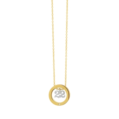 Visetti Necklace Charm 2022 SM-WKD2217SG circle with gold and silver stainless steel and semi precious stones (quartz crystals)