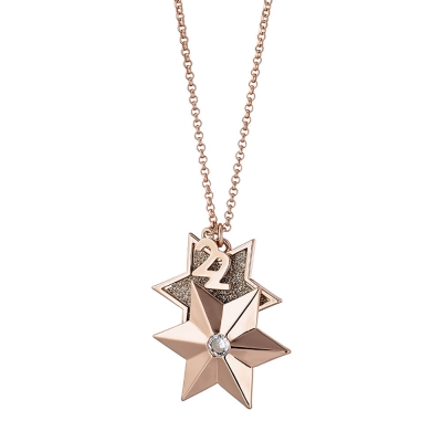 Loisir Brass Necklace Charm 2022 01L15-01137 rose gold stars with semi precious stones (quartz crystals)