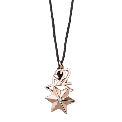 Loisir Brass Necklace Charm 2022 01L15-01141 rose gold stars with semi precious stones (quartz crystals)