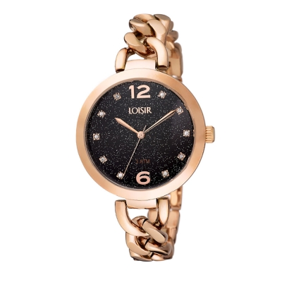 Loisir ρολόι 11L05-00541 με ροζ χρυσή μεταλλική κάσα και μπρασελέ.