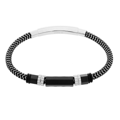 Visetti stainless steel bracelet DI-BR054 with silver and black plating and cord