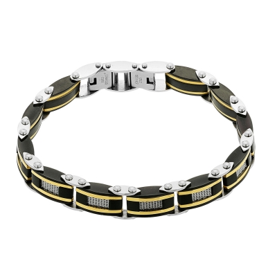 Visetti stainless steel bracelet QD-BR122 with silver, black and gold plating