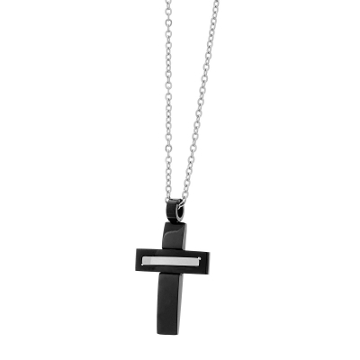 Visetti stainless steel cross AD-KD235B with silver and black plating
