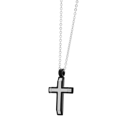 Visetti stainless steel cross AD-KD239B with silver and black plating