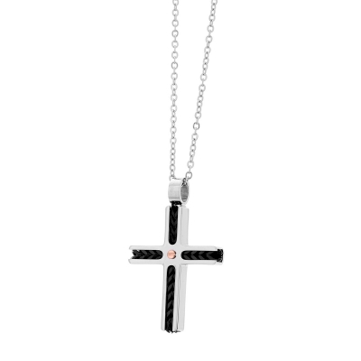 Visetti stainless steel cross AD-KD243 with silver and black plating