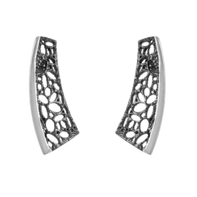 Handmade sterling silver earrings Evrima with platinum and black plating ENG-KE-2209