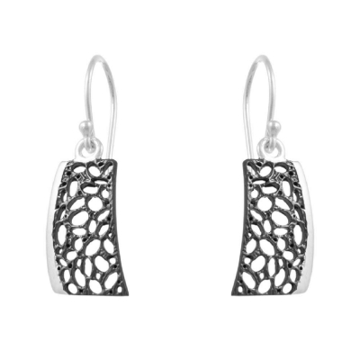 Handmade sterling silver earrings Evrima with platinum and black plating ENG-KE-2210-S