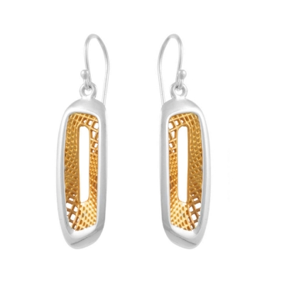 Handmade sterling silver earrings Evrima with platinum and gold plating ENG-KE-2212-G