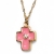 Handmade sterling silver cross 925o with silver chain and cord with gold plating and pink enamel and zirconia IJ-090068B