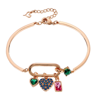 Loisir Bracelet 02L15-01260 Heart with Rose Gold Brass and semi precious stones (zirconia)