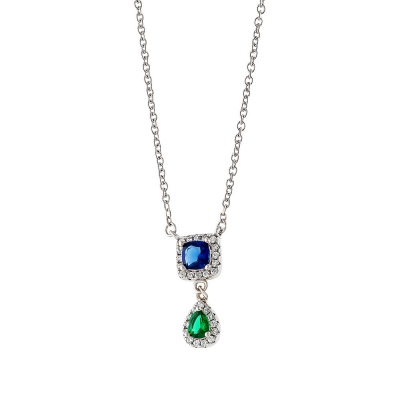 Oxette Sterling Silver Necklace 01X01-05215 with platinum plating and semi precious stones (zirconia)