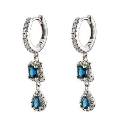 Oxette Sterling Silver Earrings 03X01-03181 with Platinum Plating and semi precious stones (quartz crystals)