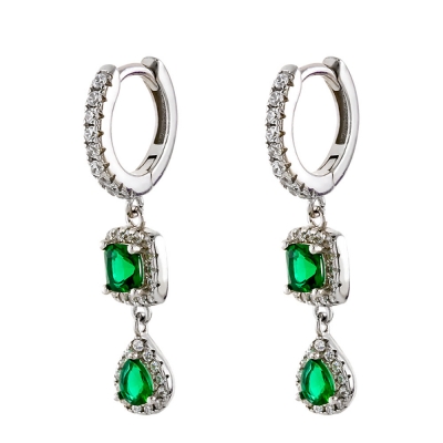 Oxette Sterling Silver Earrings 03X01-03182 with Platinum Plating and semi precious stones (quartz crystals)