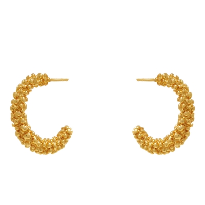 Χειροποίητα ασημένια σκουλαρίκια 925ο Εύρημα καρφωτά κρίκοι με χρυσή επιμετάλλωση ENG-KE-2303-G