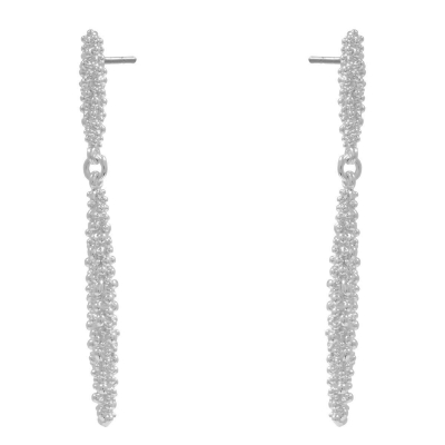 Handmade sterling silver earrings Evrima long with platinum plating ENG-KE-2303-L