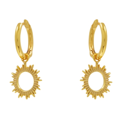 Handmade sterling silver earrings Evrima sun beams with gold plating ENG-KE-2309-G