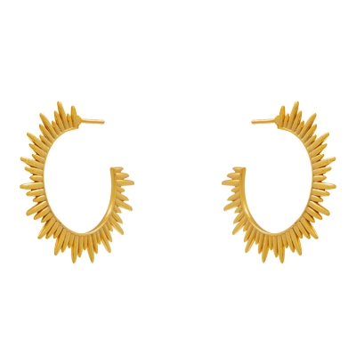Handmade sterling silver earrings Evrima sun beams long with gold plating ENG-KE-2309-LG
