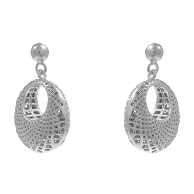 Handmade sterling silver earrings Evrima round with platinum plating ENG-KE-2317