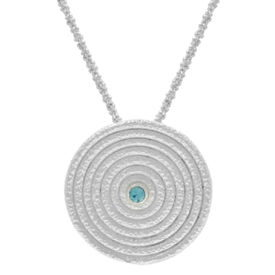 Handmade sterling silver necklace Evrima round big with platinum plating and precious stones (zirconia) ENG-KM-2329