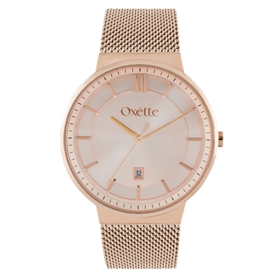 Oxette ρολόι 11X05-00563 από ανοξείδωτο ατσάλι με ροζ χρυσή επιμετάλλωση στην κάσα και μπρασελέ