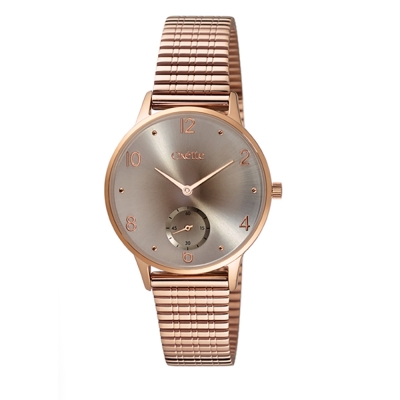 Oxette ρολόι 11X05-00671 από ανοξείδωτο ατσάλι με ροζ χρυσή επιμετάλλωση στην κάσα και μπρασελέ