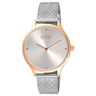 Loisir ρολόι 11L05-00610 με ροζ χρυσή και ασημί μεταλλική κάσα και μπρασελέ από ανοξείδωτο ατσάλι