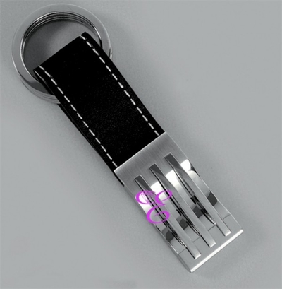 Visetti | Ανδρική κλειδοθήκη Visetti από ανοξείδωτο ατσάλι και μάυρο δέρμα. [AD-MR002]
