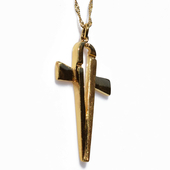Handmade sterling silver cross 925o with silver chain and cord with mat gold plating IJ-090010B Image 2