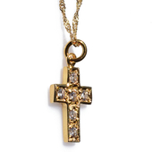 Χειροποίητος ασημένιος σταυρός 925ο με αλυσίδα και κορδόνι σε χρυσή επιμετάλλωση με ζιργκόν IJ-090037B Εικόνα 2